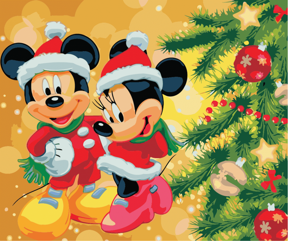 Mickey And Minnie Christmas Paint By Numbers - Numeral Paint Kit