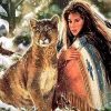 Native Woman And Lioness Paint By Numbers