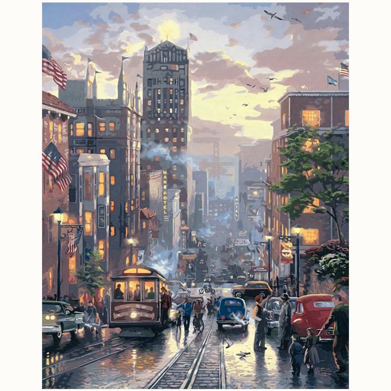 New York Manhattan Street Paint By Numbers Numeral Paint Kit