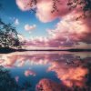 Pink Clouds Lake Reflection Paint By Numbers