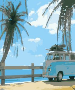 Seaside Coconut Car Landscape Paint By Numbers
