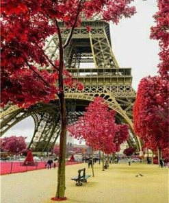 Paris Eiffel Tower Red Trees paint by numbers
