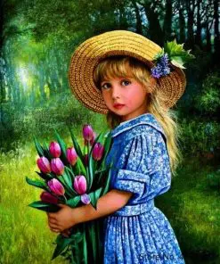 Little Girl And Flowers Paint By Numbers