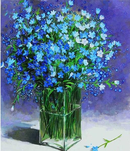 Blue Periwinkle Vase Paint By Numbers - Numeral Paint Kit
