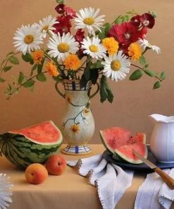 Watermelon And Vase Paint By Numbers