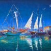 Blue Seaport Seascape Paint By Numbers