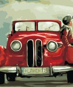 Boy On Red Car Paint By Numbers