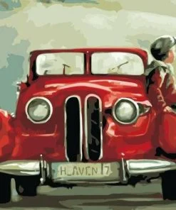 Boy On Red Car Paint By Numbers