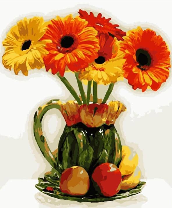 Daisies Vase Paint By Numbers