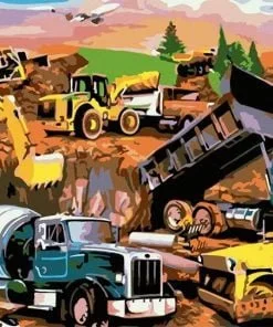 Construction Site Excavator Engines  Paint By Numbers