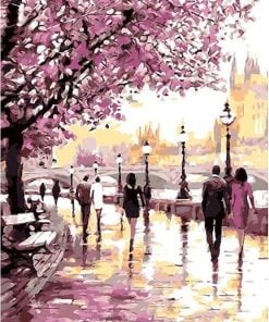 Cherry Blossoms Road Kits Wall Art Picture - DIY Paint By Numbers - Numeral Paint