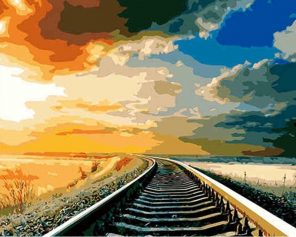 Railway Landscape Hand City - DIY Paint By Numbers - Numeral Paint
