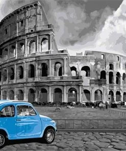 Monochrome Colosseum And Car Paint By Numbers