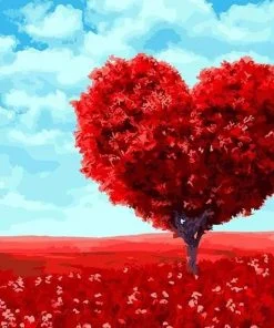 Romantic Heart Tree Paint By Numbers