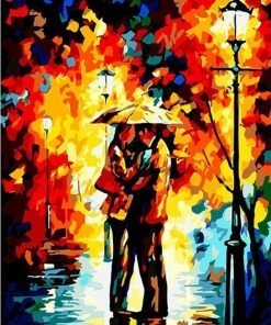 Romantic Lover Under Rain Paint By Numbers