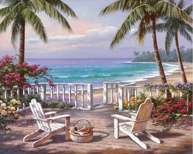 Beach Resort Scenery Paint By Number For Adults - Temu