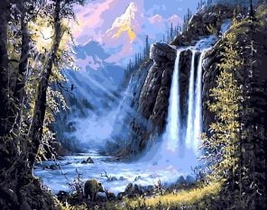 Mountain Waterfall Paint By Numbers - Numeral Paint Kit