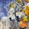 Wolf Couple In Snow Paint By Numbers