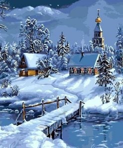Snowy Village Paint By Numbers