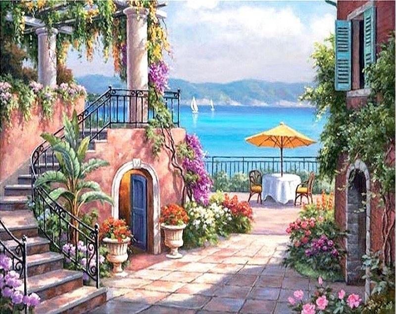CreArt Mediterranean Landscape - Paint by numbers for adults