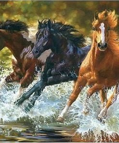 Running Horses In River Paint By Numbers