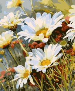 White Daisies Paint By Numbers