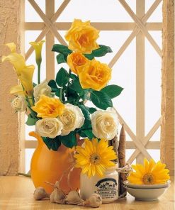Yellow Roses Vase Paint By Numbers