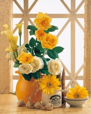 Yellow Roses Vase Paint By Numbers