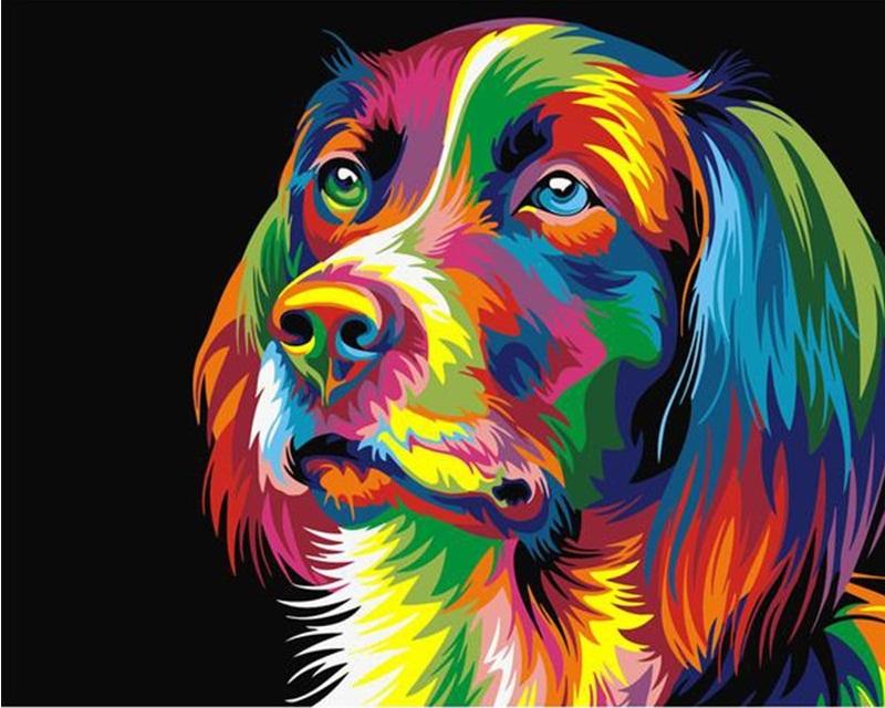 Colorful Dog DIY Paint By Numbers Numeral Paint
