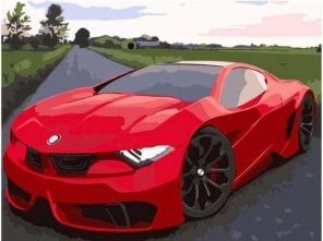 Red Sport Car paint by numbers