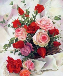 Red and Pink Flowers paint by numbers