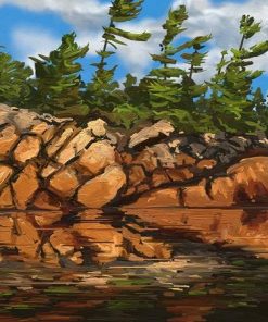 Rocky Shore Landscape Paint By Numbers