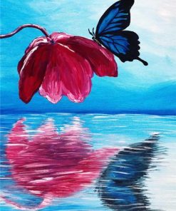 Butterfly On Pink Flower Paint By Numbers