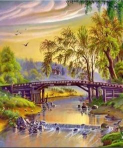 Countryside River Bridge Paint By Numbers