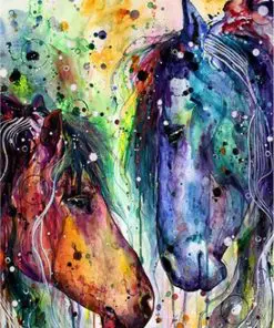 Colorful Splatter Horses Paint By Numbers