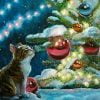 Cat And Christmas Bulbs Paint By Numbers