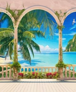 Beach View Balcony Paint By Numbers