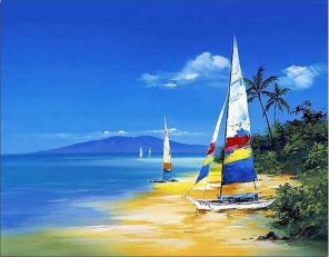 Sailboat Rest On Beach paint by numbers