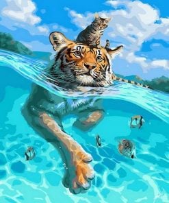 Tiger Swimming Paint By Numbers