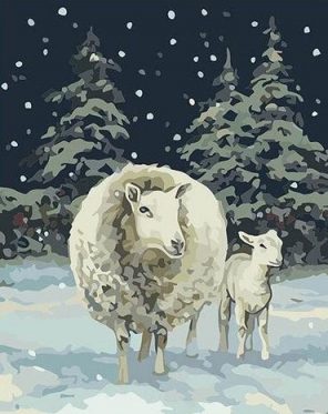 Sheep in Snow paint by numbers