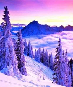 Sunset Over Snowy Mountain Paint By Numbers