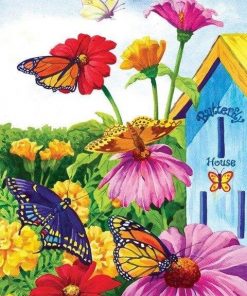 Flowers Garden With Butterflies Paint By Numbers