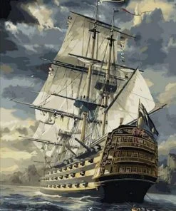 Battleship With Cannons Paint By Numbers