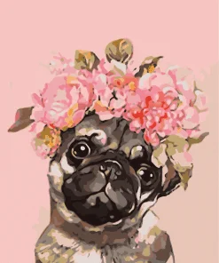 Pug Flower Crown Paint By Numbers