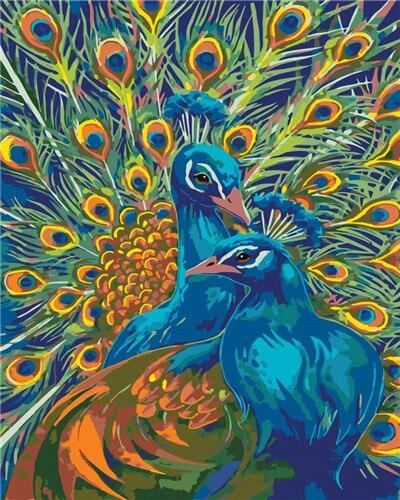 Blue Peacock Couple Paint By Numbers