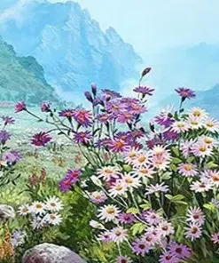 White Purple Flowers Paint By Numbers