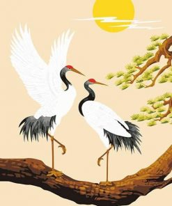 Two White Cranes Paint By Numbers