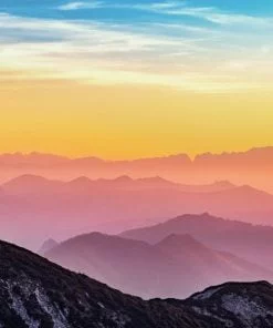 Sunset Over Mountains Paint By Numbers