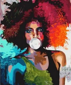 Afro Girl Bubble Gum Paint By Numbers