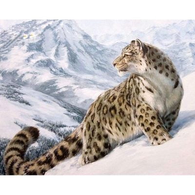 Wild Snow Leopard Paint By Numbers - Numeral Paint Kit